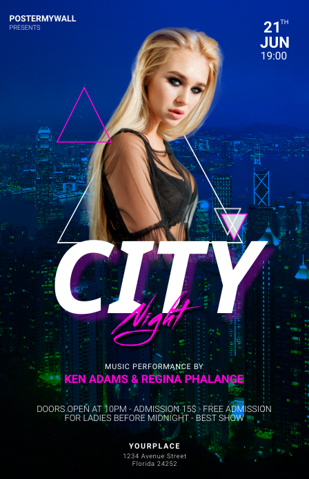 City Night party Flyer Design Template Tablóide