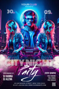 City Night Party Poster Flyer template