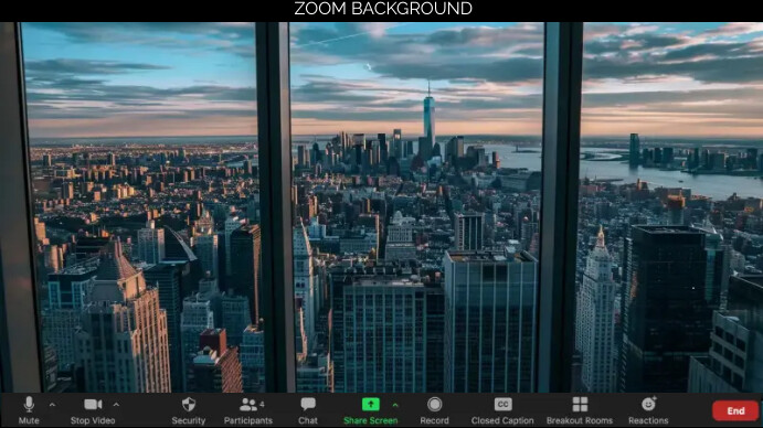 city skyline background, zoom Skype backgroun Presentazione (16:9) template
