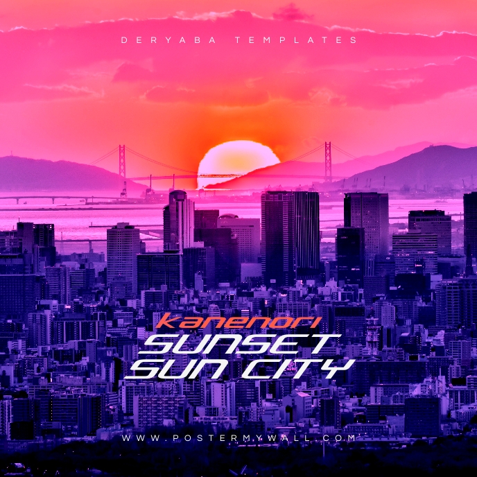 City Sunset Retro 80's CD Cover Art Template | PosterMyWall