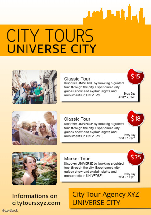 City Tours Travel Guide Sightseeing Tourist Template Postermywall