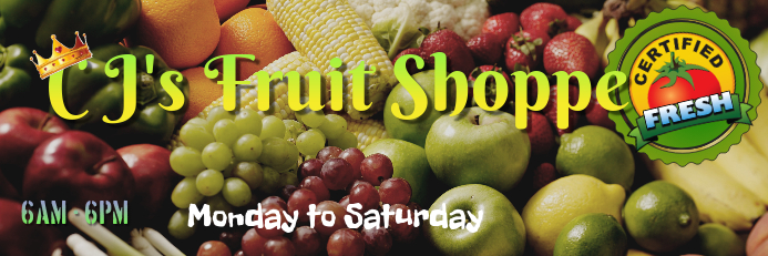 CJ's Fruit Stall Banner Transparent 2 stopy × 6 stóp template