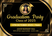 黑色 Graduation Party A4 Template