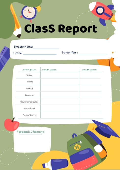 Report Card Template For Kindergarten