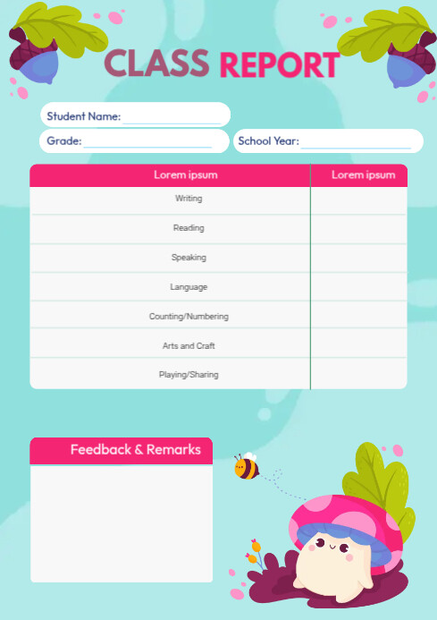 Class Report Card Template | PosterMyWall