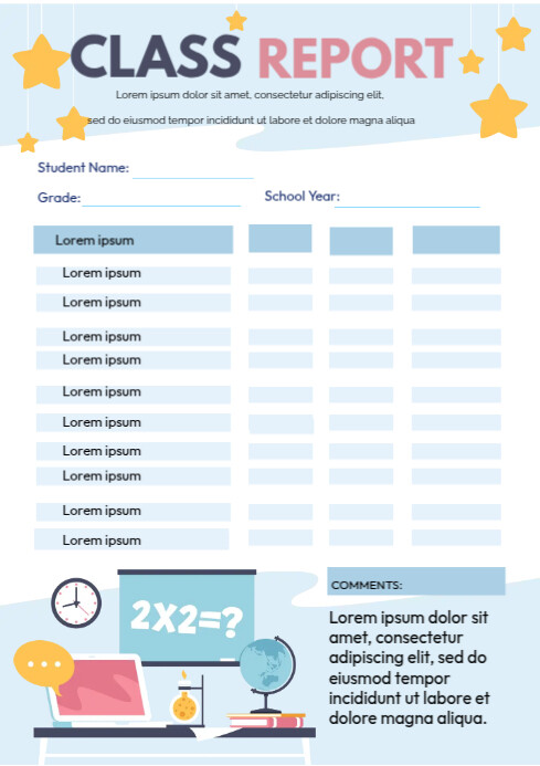 Class Report Card Template | PosterMyWall