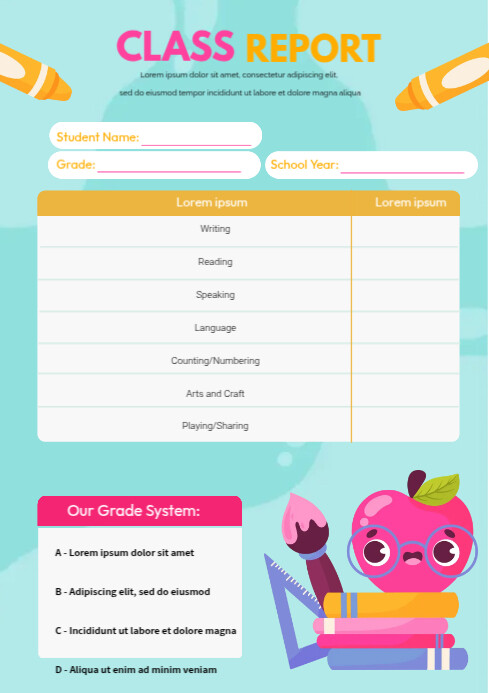 Class Report Template | PosterMyWall