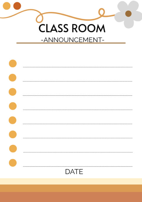 Class room announcement A4 template