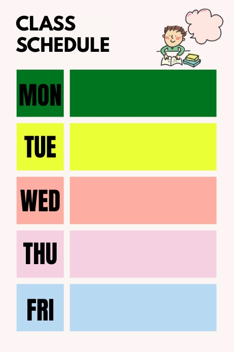 Class Schedule Template | PosterMyWall