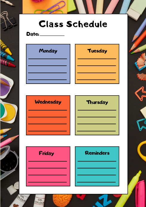 Class Schedule Template | PosterMyWall