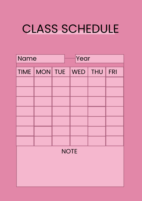 CLASS SCHEDULE Template | PosterMyWall