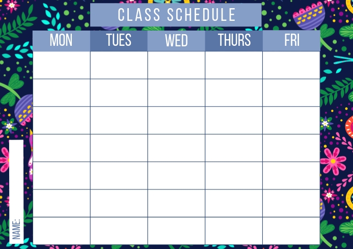 Class schedule doodles school calendar 2 A4 template