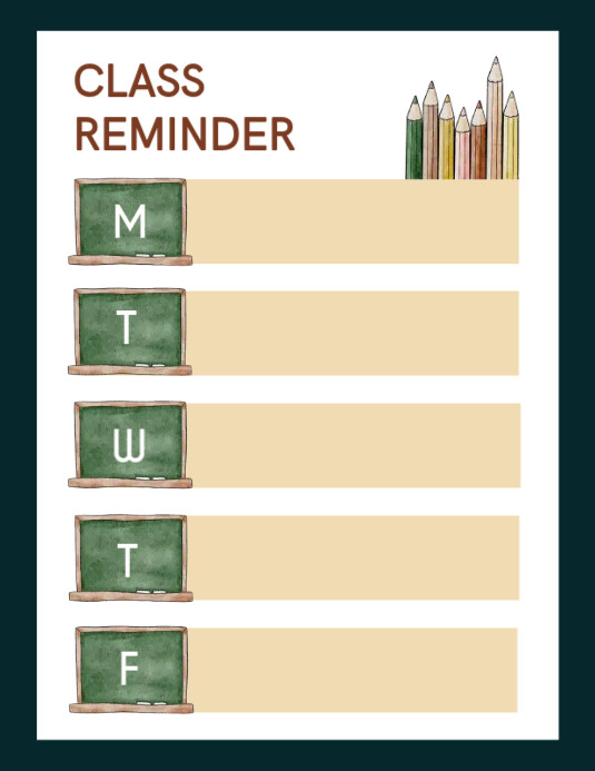 Class schedule reminder Template | PosterMyWall