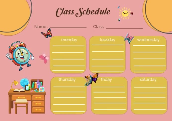 Class Schedule Template A5