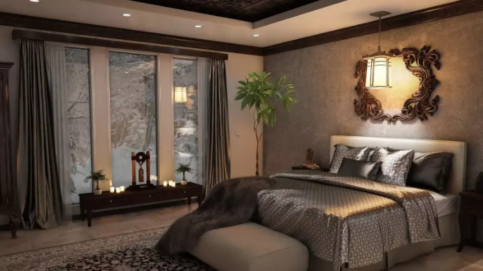 Classic BedRoom - Zoom Background Templates Pagtatanghal (16:9)