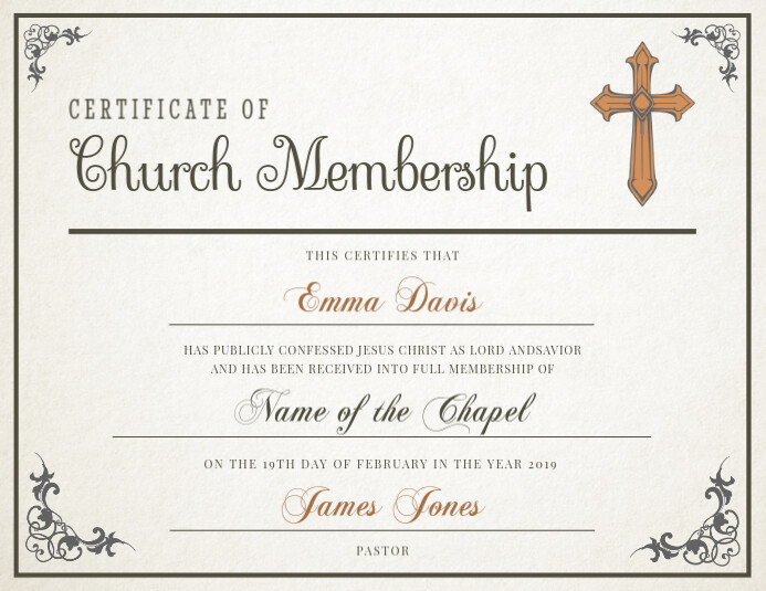 Classic Church Membership Certificate Flyer (format US Letter) template