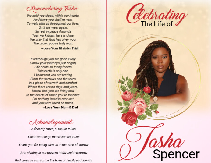 Classic Funeral Program - front and back cover Template | PosterMyWall