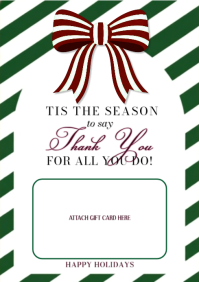 White Holiday Thank You Card A4 Template
