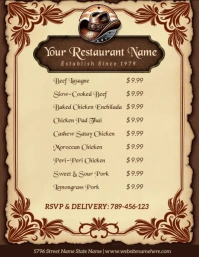 Classic Vintage Menu Template Volante (Carta US)