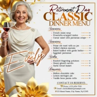Classic Vintage Retirement Dinner Menu Post Instagram template