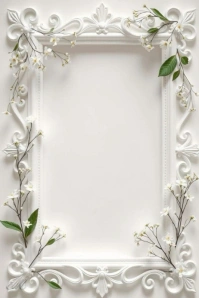 Classic White Ornamental Frame with Floral Accents Plakat template