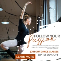 White Dance Classes Ad Ballet Instagram Post template