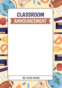 Classroom Annoucement A2 template