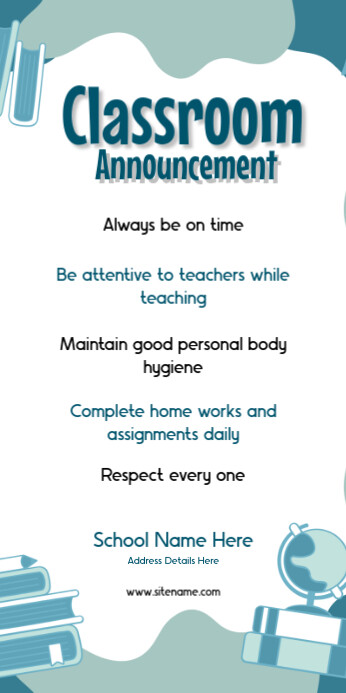 Classroom Announcement Banner Roll Up 3' × 6' template