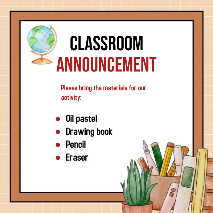Classroom Announcement Template | PosterMyWall