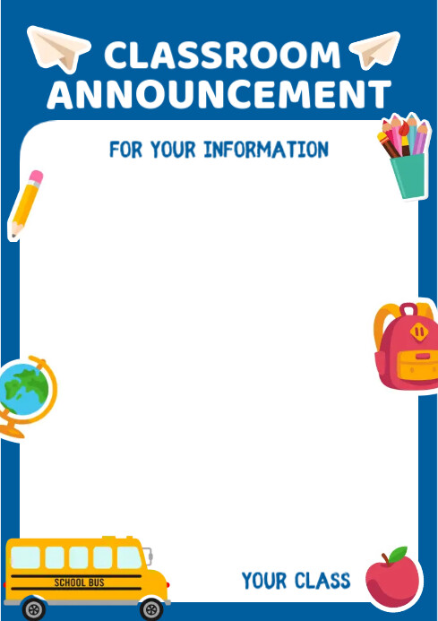 Classroom Announcement Design Template | PosterMyWall