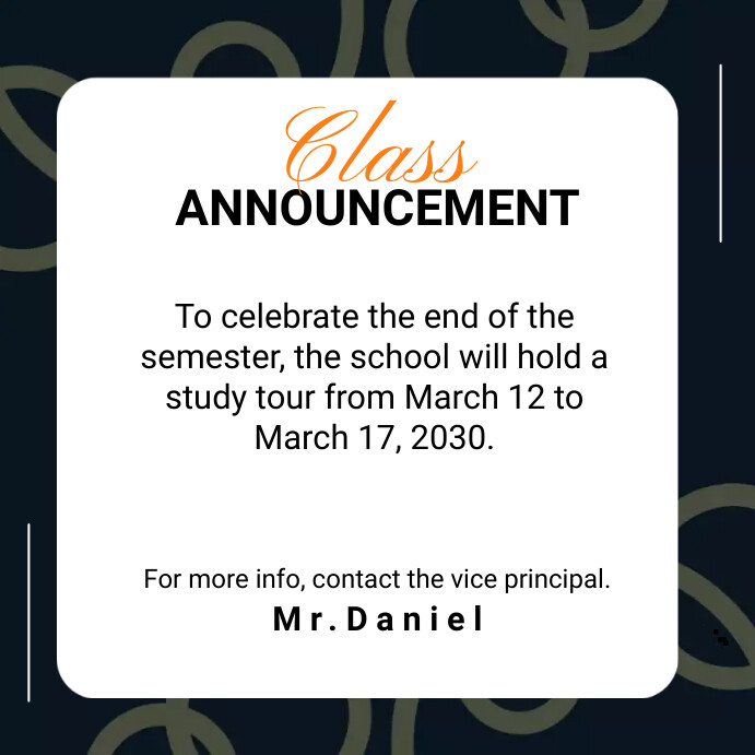 Classroom Announcement Template | PosterMyWall