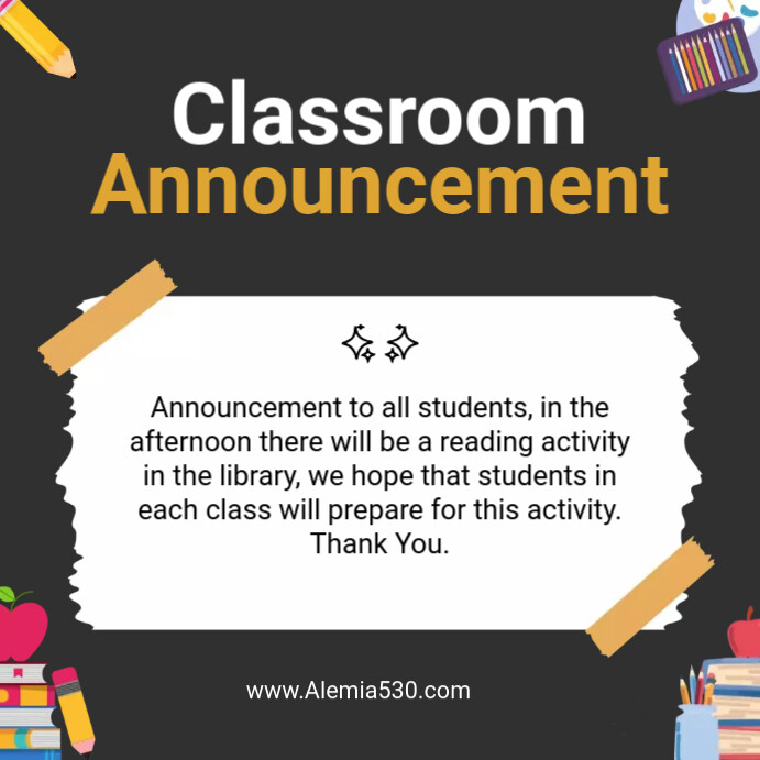 Copy of Classroom Announcement | PosterMyWall