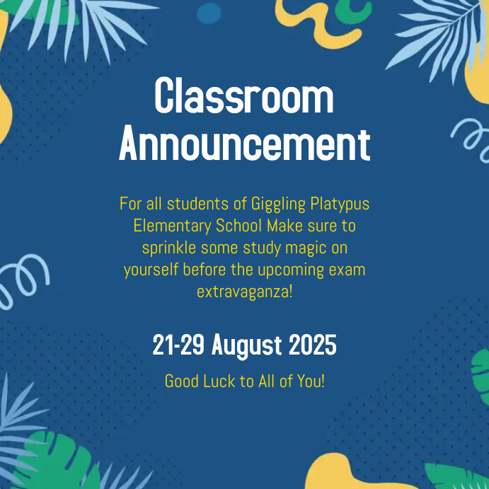 Classroom Announcement Template | PosterMyWall