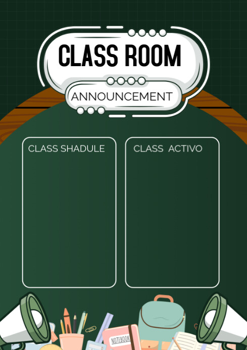 Classroom announcement A4 template