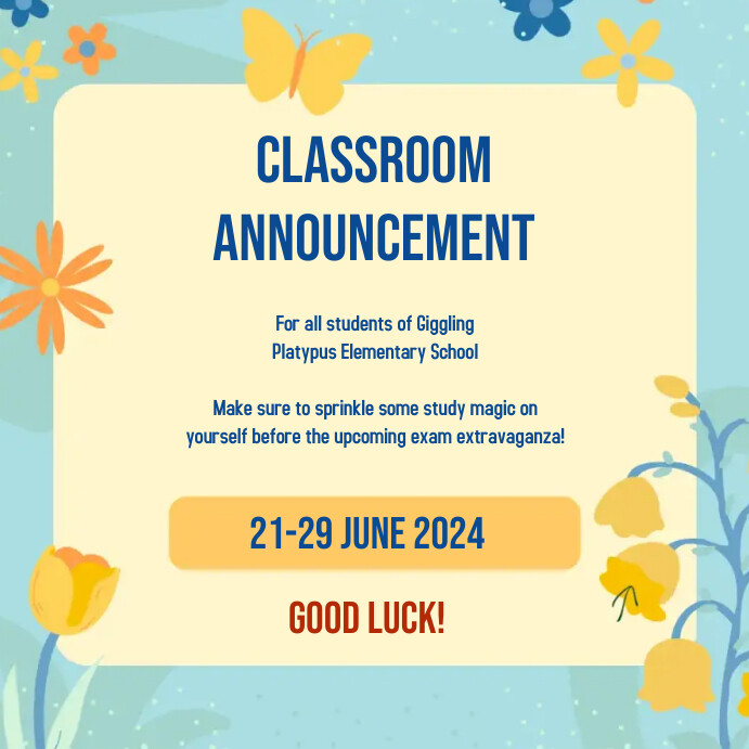 Classroom Announcement Template | PosterMyWall