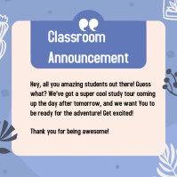 Classroom announcement Template | PosterMyWall