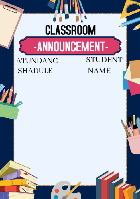Classroom announcement Template | PosterMyWall