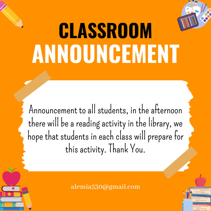Classroom Announcement Template | PosterMyWall