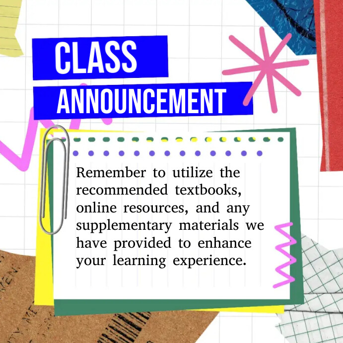 Classroom announcement Template | PosterMyWall