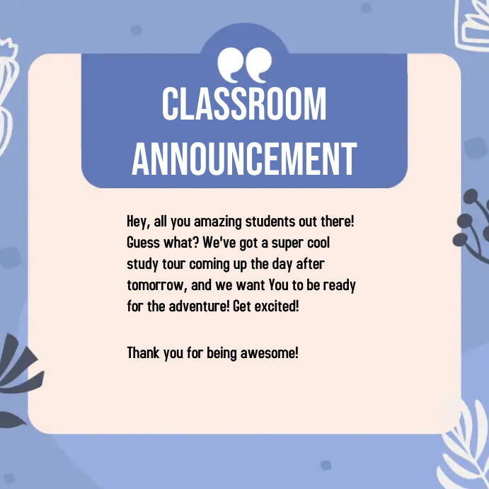Class Announcement Template