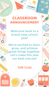 สีขาว Classroom Announcement Display digitale Template