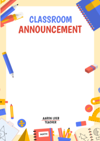 White Classroom Announcement A2 Template