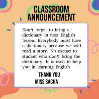 Classroom announcement templates | PosterMyWall