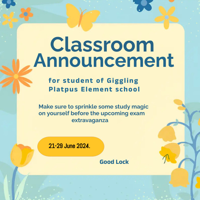 classroom announment Template | PosterMyWall