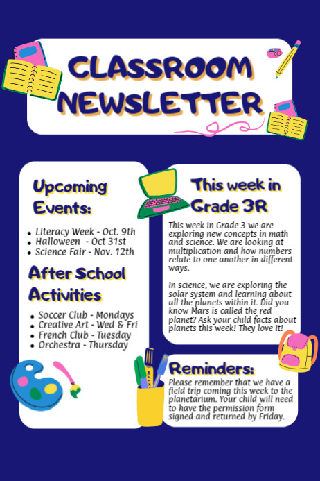 classroom newsletter Poster template