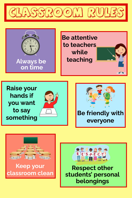 Classroom rules, rules for class Poster template