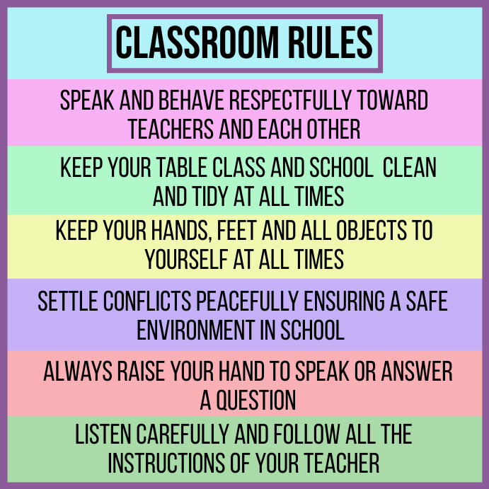 Classroom rules, rules for class Instagram 帖子 template