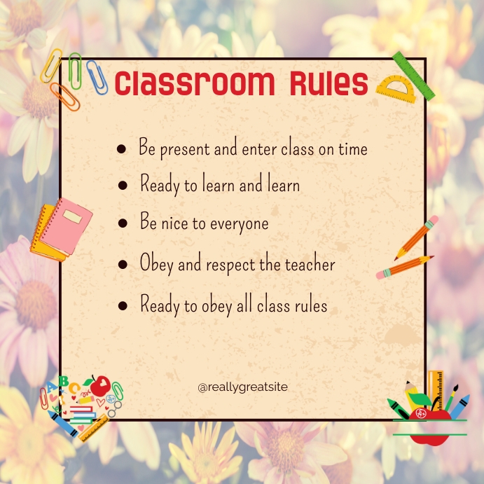 classroom rules,classroom rules list Instagram Plasing template