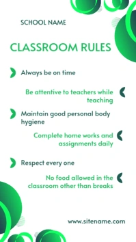 Classroom Rules Chart Poster Display digitale (9:16) template