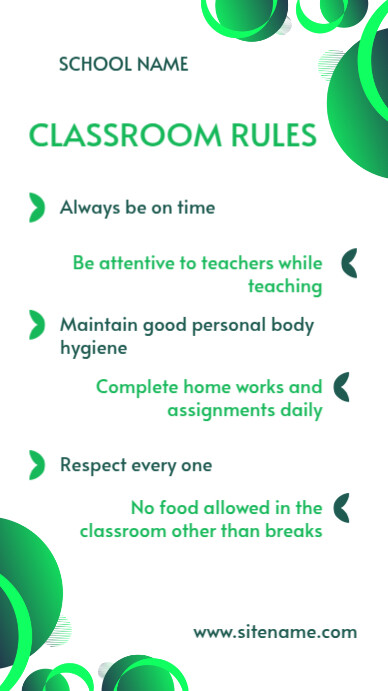 Classroom Rules Chart Poster Digital Display (9:16) template